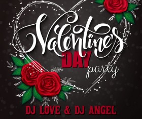 Valentine day heart cards with dark background vector 09