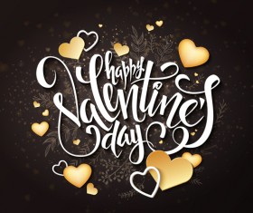 Valentine day heart cards with dark background vector 10