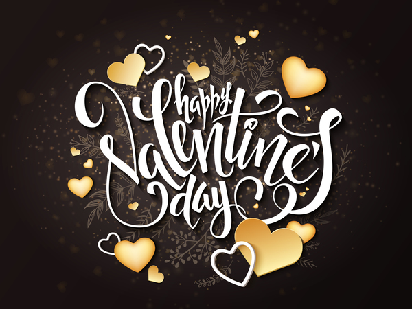 Valentine day heart cards with dark background vector 10