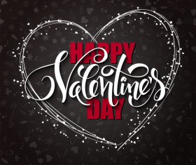 Valentine day heart cards with dark background vector 11