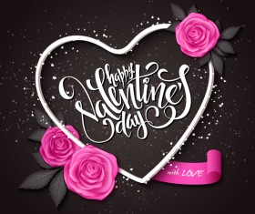 Valentine day heart cards with dark background vector 12