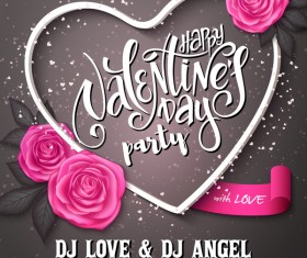 Valentine day heart cards with dark background vector 13