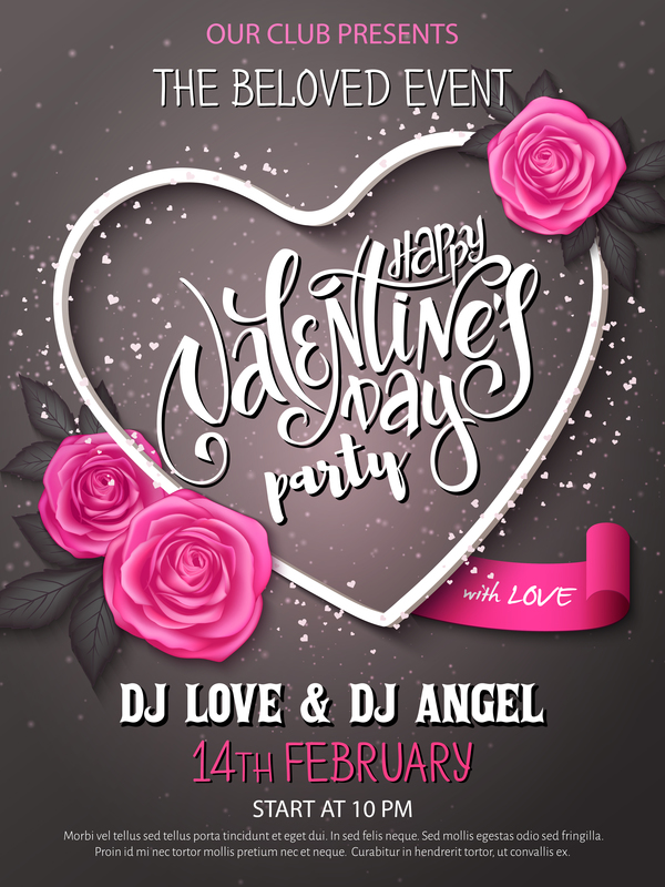 Valentine day heart cards with dark background vector 13