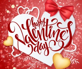 Valentine day red background with romantic heart vector