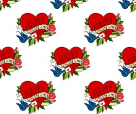 Valentine flower with heart seamless pattern vector 01