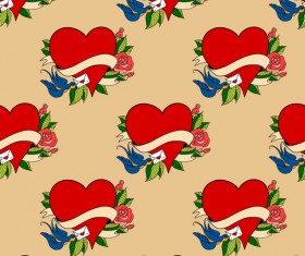 Valentine flower with heart seamless pattern vector 02