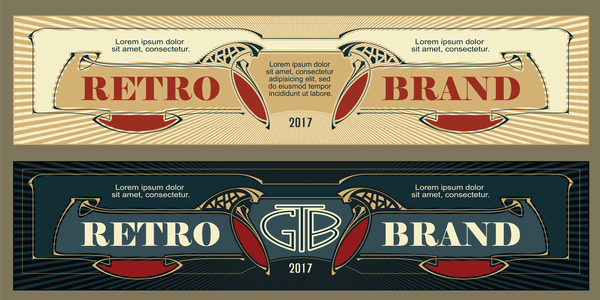 Vintage banner template vector material 07