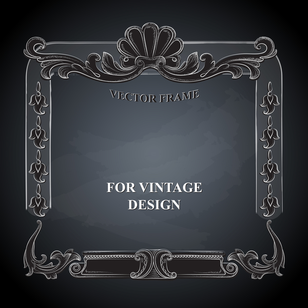 Vintege vector frame with black background vector 01
