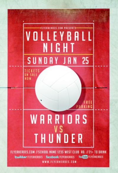 Volleyball Night Flyer Psd Template