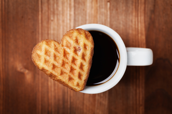 Waffles on a coffee cup Stock Photo