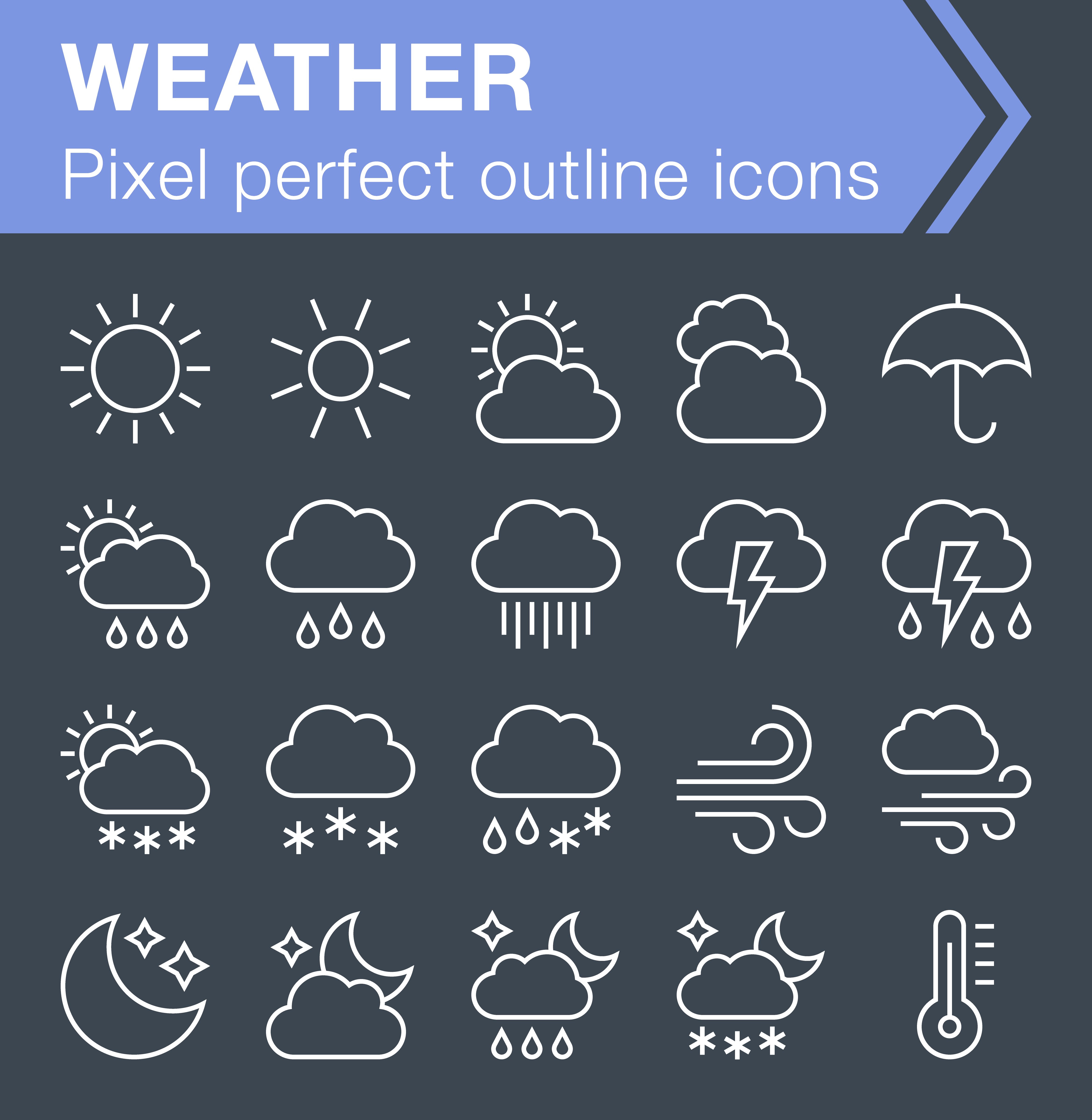 Weather outline icons set