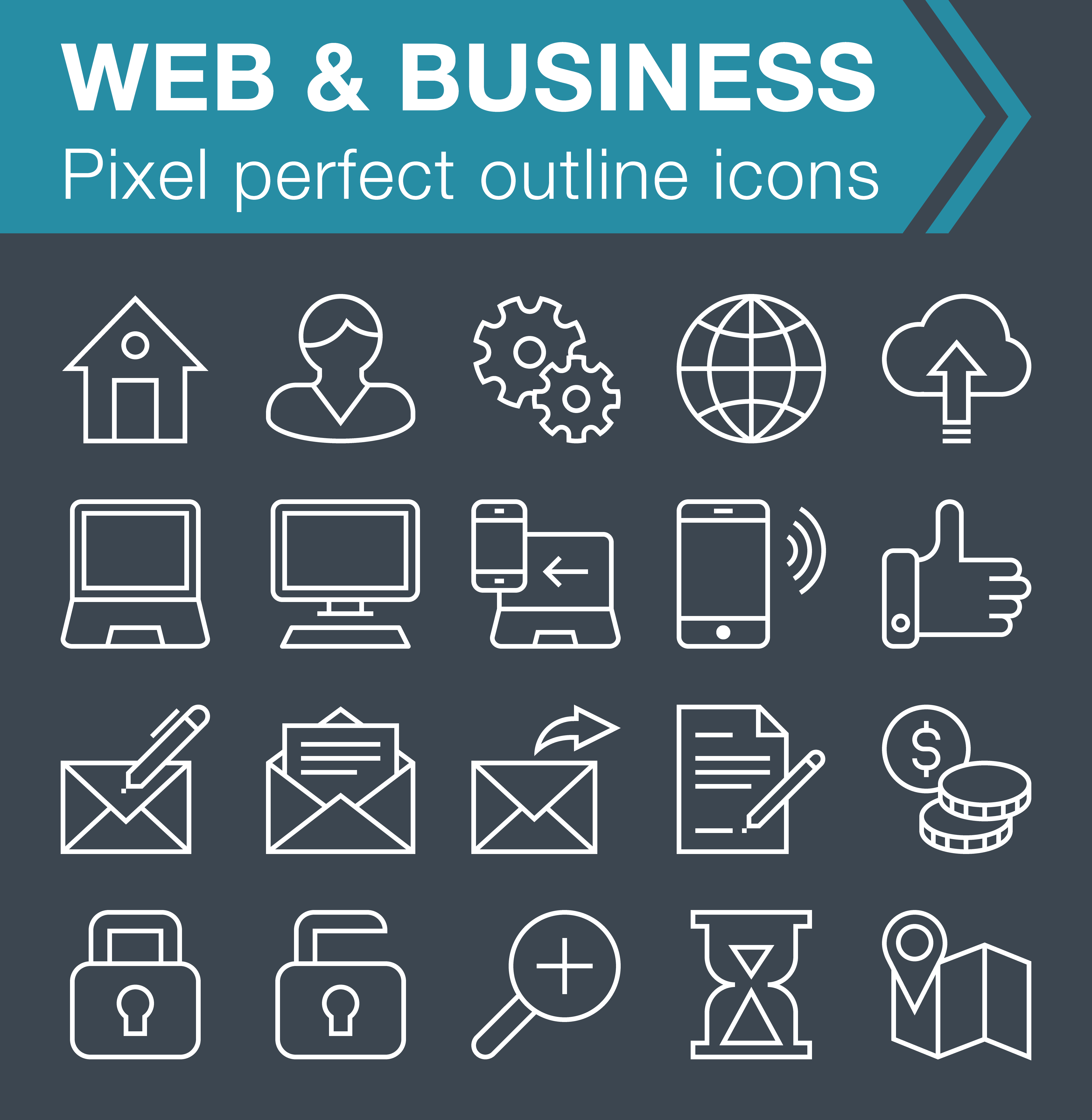 Web and Business outline icons set
