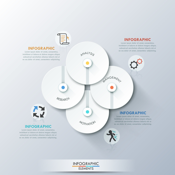 White Circles Infographics template vector 01