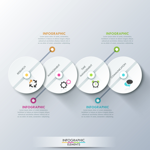 White Circles Infographics template vector 05