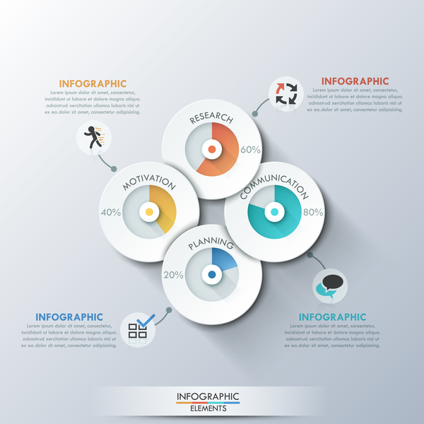 White Circles Infographics template vector 07