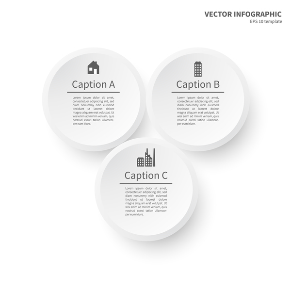 White Infographic template with white circles vector 02