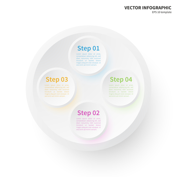 White Infographic template with white circles vector 05