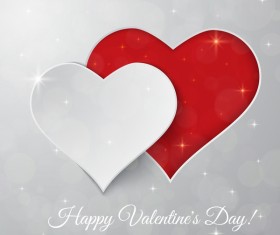 White Valentine day background with heart paper cutting vector