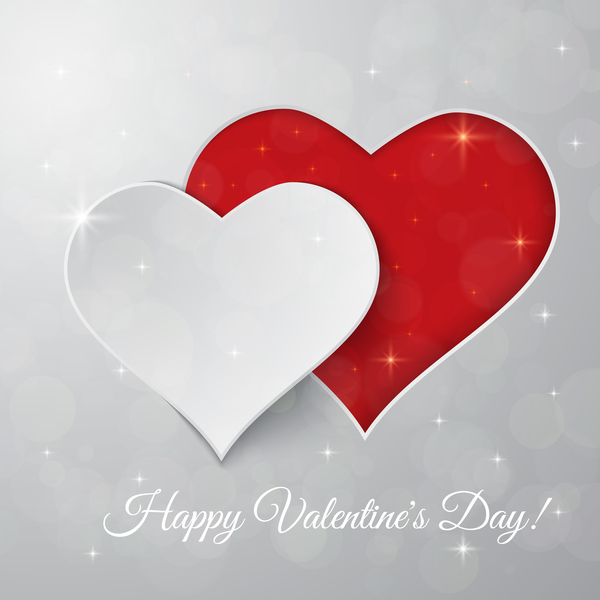 White Valentine day background with heart paper cutting vector