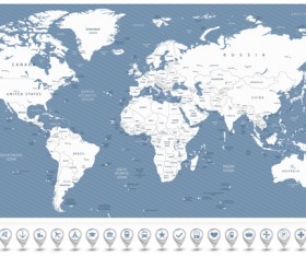 White color World Map and 3D navigation icons vector