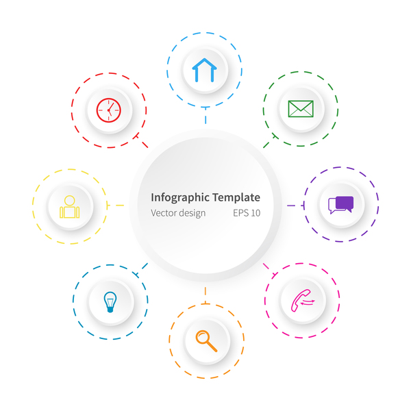 White infographic template with circle vectors design 05