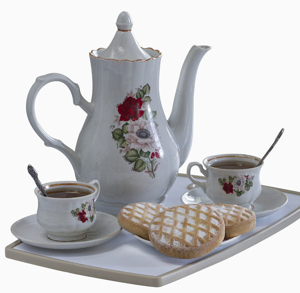 White porcelain exquisite tea and snacks Stock Photo