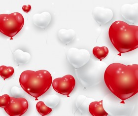 White red hearts balloons background vector