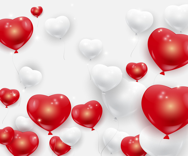 White red hearts balloons background vector