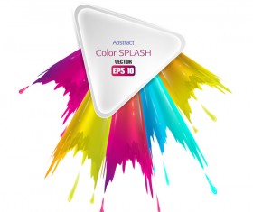 White triangle and abstract color splash background vector 02