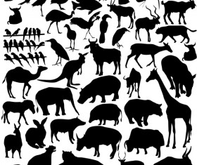 Wild animal silhouette set vector 01
