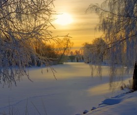 Winter at dusk Stock Photo 02