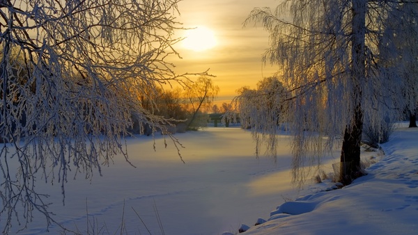 Winter at dusk Stock Photo 02