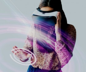 Woman with glasses of virtual reality Stock Photo 02