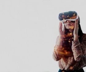 Woman with glasses of virtual reality Stock Photo 03