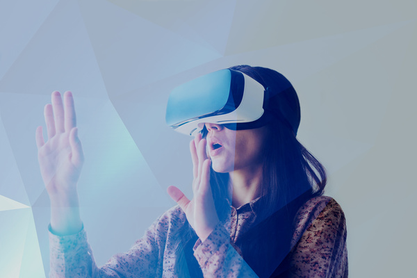 Woman with glasses of virtual reality Stock Photo 04