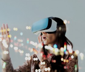 Woman with glasses of virtual reality Stock Photo 05