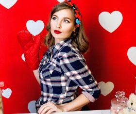 Woman with heart background HD picture 01