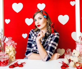 Woman with heart background HD picture 02