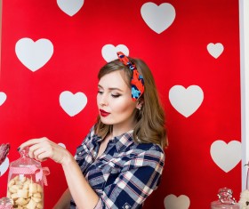 Woman with heart background HD picture 03