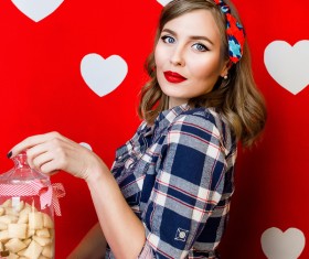 Woman with heart background HD picture 04