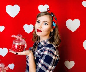 Woman with heart background HD picture 05