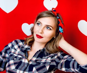 Woman with heart background HD picture 06