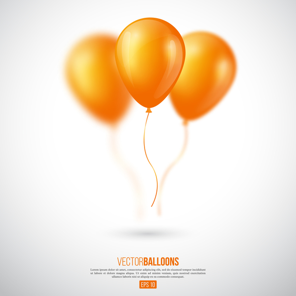Yellow balloon with white blurs background vector