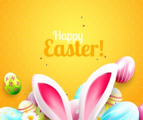 Yellow easter cards vector