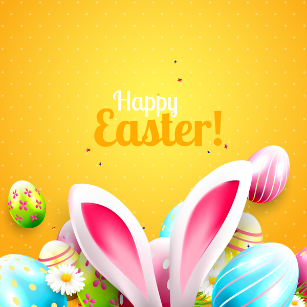 Yellow easter cards vector