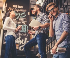 Young people in the library Stock Photo 01