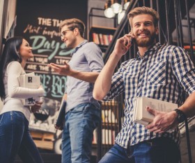 Young people in the library Stock Photo 02