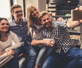 Young people in the library Stock Photo 04
