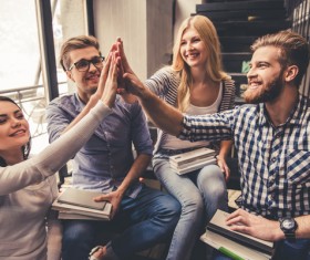 Young people in the library Stock Photo 05