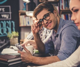 Young people in the library Stock Photo 06